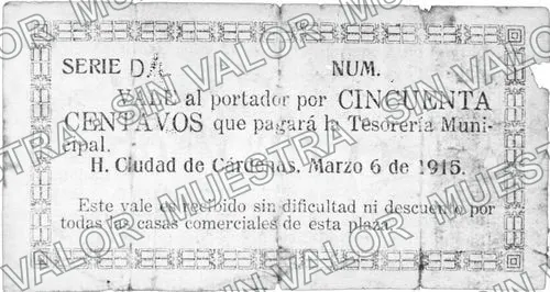 50 centavos, Tesorería Municipal (M3877), anverso