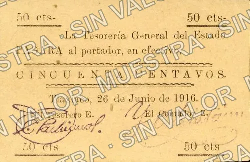 50 centavos, Tlaxiaco (M3385), M3385a 50c Tlaxiaco, reverso