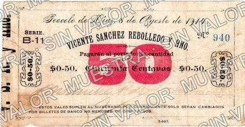 50 centavos, Vicente Sánchez Rebolledo y Hno (M4088), anverso