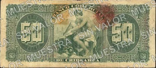 50 pesos, Banco Comercial de Chihuahua (M86), M86a $50 Banco Comercial de Chihuahua, reverso