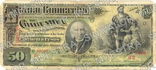 50 pesos, Banco Comercial de Chihuahua (M86), M86b $50 overprinted 'GOMEZ PALACIO', anverso