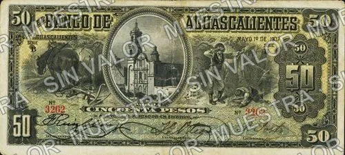 50 pesos, Banco de Aguascalientes (M54), anverso