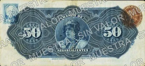50 pesos, Banco de Aguascalientes (M54), reverso