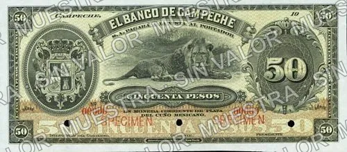 50 pesos, Banco de Campeche (M62), M62a $50 Banco de Campeche, anverso