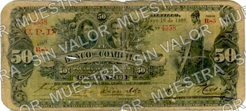 50 pesos, Banco de Coahuila (M170), M170f $50 overprinted 'C.P.D.', anverso