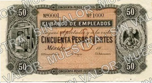 50 pesos, Banco de Empleados (M210), anverso