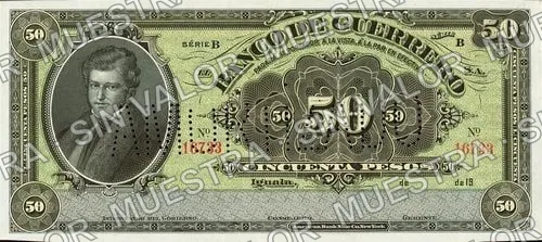 50 pesos, Banco de Guerrero (M364), M364r $50 needle-punched 'AMORTIZADO', anverso