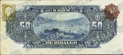 50 pesos, Banco de Hidalgo (M372), reverso
