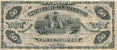 50 pesos, Banco de Patricio Milmo (M444), M444 $50 Banco de Patricio Milmo, anverso