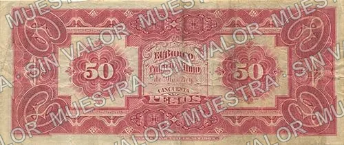 50 pesos, Banco de Patricio Milmo (M444), M444 $50 Banco de Patricio Milmo, reverso