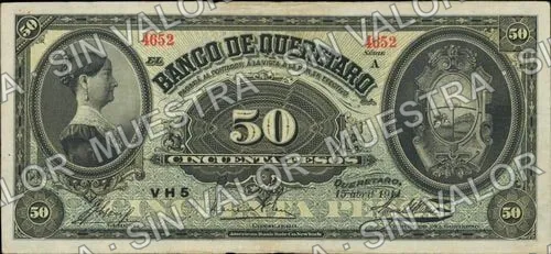 50 pesos, Banco de Querétaro (M476), anverso
