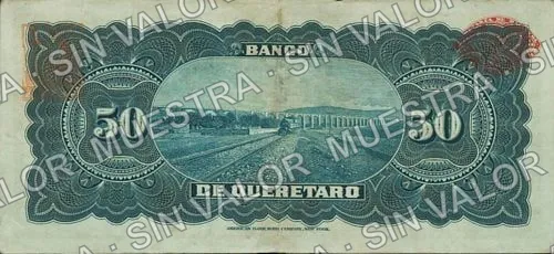 50 pesos, Banco de Querétaro (M476), reverso