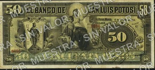 50 pesos, Banco de San Luis Potosí (M487), anverso