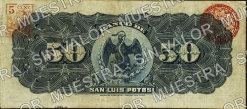 50 pesos, Banco de San Luis Potosí (M487), reverso