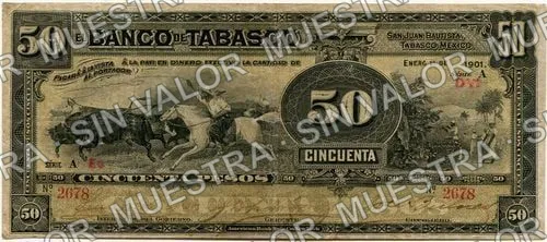 50 pesos, Banco de Tabasco (M516), anverso