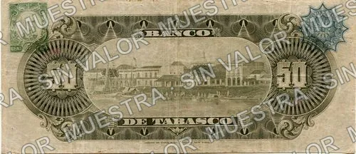 50 pesos, Banco de Tabasco (M516), reverso