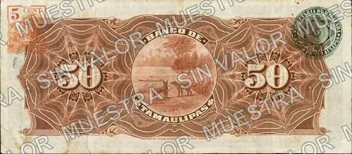 50 pesos, Banco de Tamaulipas (M523), reverso