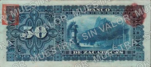50 pesos, Banco de Zacatecas (M578), reverso