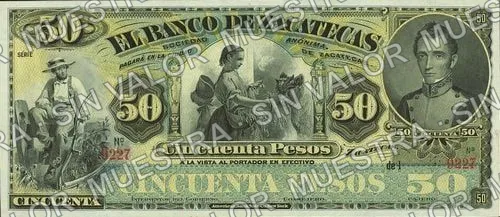 50 pesos, Banco de Zacatecas (M578), anverso (M578r $50 Banco de Zacatecas unsigned remainder)