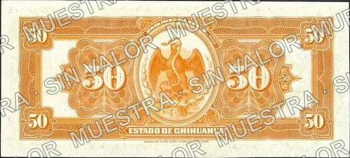 50 pesos, Banco del Estado de Chihuahua (M98), reverso