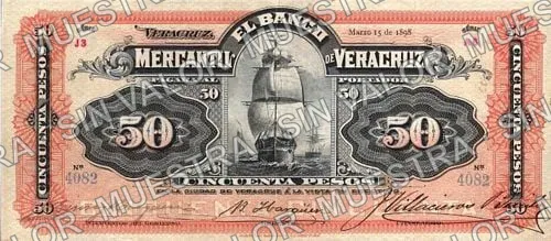 50 pesos, Banco Mercantil de Veracruz (M532), anverso
