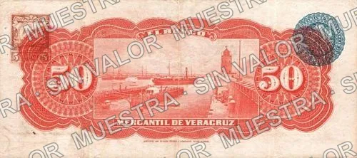 50 pesos, Banco Mercantil de Veracruz (M532), reverso
