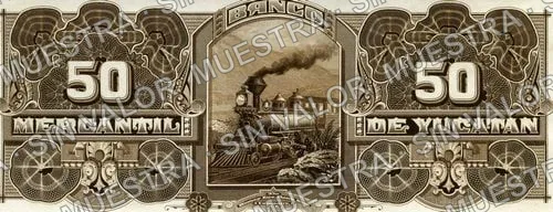 50 pesos, Banco Mercantil de Yucatán (M543), reverso