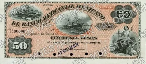 50 pesos, Banco Mercantil Mexicano (M286), anverso
