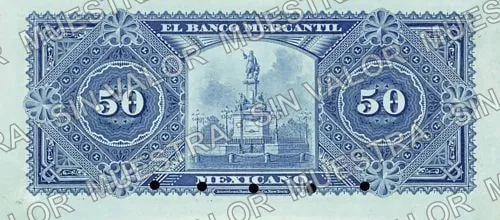 50 pesos, Banco Mercantil Mexicano (M286), reverso