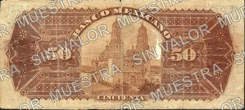50 pesos, Banco Mexicano (M125), reverso