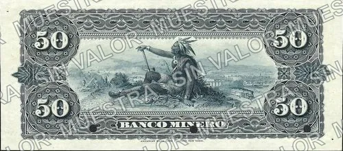 50 pesos, Banco Minero (M136), reverso (M136s $50 Banco Minero specimen)