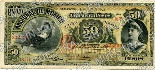 50 pesos, Banco Nacional de México (M301), M301d $50 Banco Nacional de México, anverso