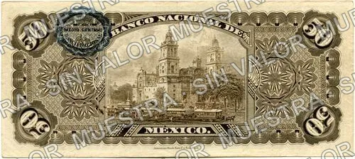 50 pesos, Banco Nacional de México (M301), M301d $50 Banco Nacional de México, reverso