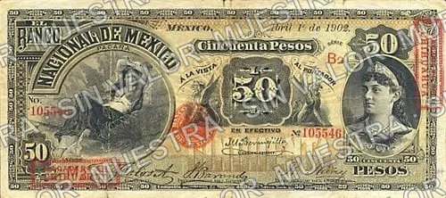 50 pesos, Banco Nacional de México (M301), M301f $50 overprinted 'PAGADERO EN CHIHUAHUA', anverso