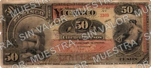 50 pesos, Banco Yucateco (M567), M567a $50 Banco Yucateco, anverso