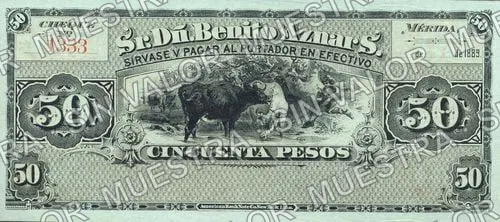 50 pesos, Benito Aznar (M782), M782a $50 Benito Aznar, anverso