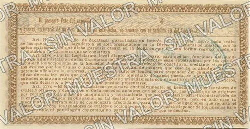 50 pesos, Carreteras del Estado de Zacatecas (M4511), reverso