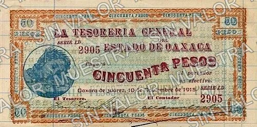 50 pesos, Estado de Oaxaca (M3376), anverso