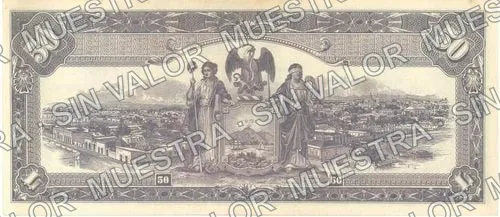 50 pesos, Estado de Sinaloa (M3787), M3787 $50 Estado de Sinaloa, reverso