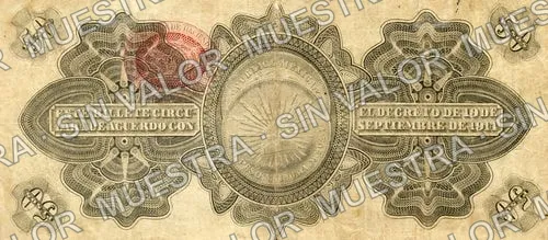50 pesos, Gobierno Provisional de México (M1243), M1243a $50 Gobierno Provisional de México, reverso