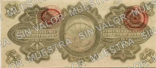 50 pesos, Gobierno Provisional de México (M1243), M1243f $50 Gobierno Provisional de México 'REVALIDADO', reverso