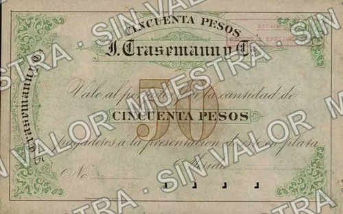 50 pesos, J. Crasemann y Cía (M784), anverso (M784 $50 J. Crasemann y Cía)