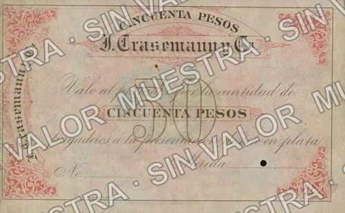 50 pesos, J. Crasemann y Cía (M784), anverso