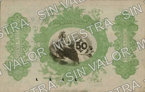 50 pesos, J. Crasemann y Cía (M784), reverso