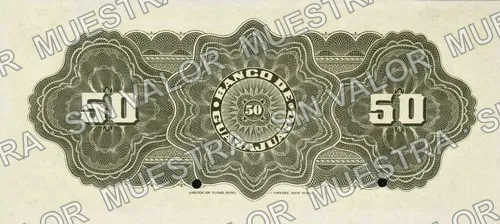 50 pesos (M353), M353s $50 specimen, reverso