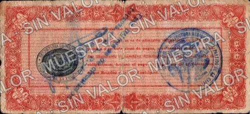 50 pesos, Obligación Provisional (M1254), M1254a1 $50 revalidated by the Prefectura Regional del Partido de la Capital, San Luis Potosí, reverso