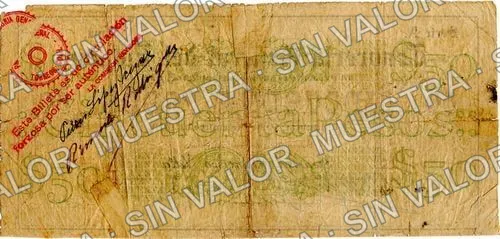 50 pesos, sábanas (M909), M909b $50 sábanas (with Torreón resello, reverso