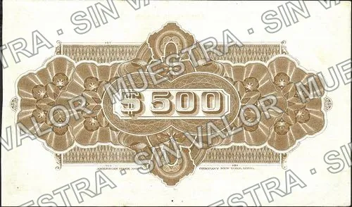 500 pesos, Banco Comercial Refaccionario de Chihuahua (M91), reverso