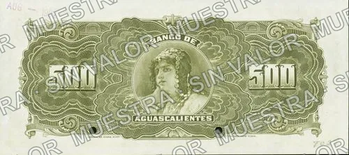 500 pesos, Banco de Aguascalientes (M56), reverso