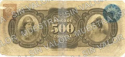 500 pesos, Banco de Coahuila (M172), reverso